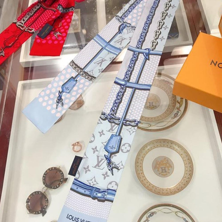 Looopix Louis Vuitton Robin EGucci Blue Silk Scarf