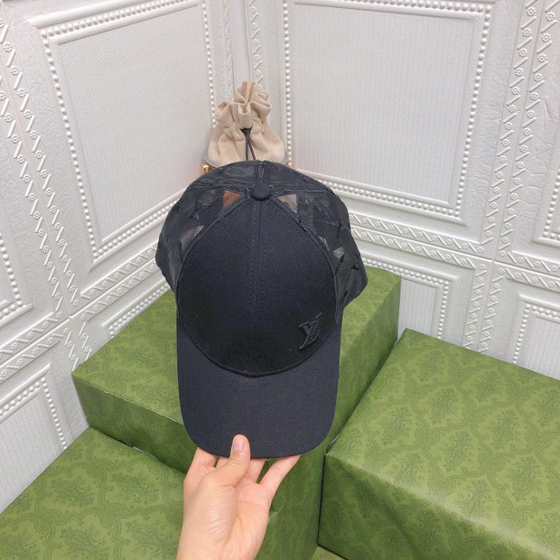 Looopix Louis Vuitton Sheer Monogram Cap in Black