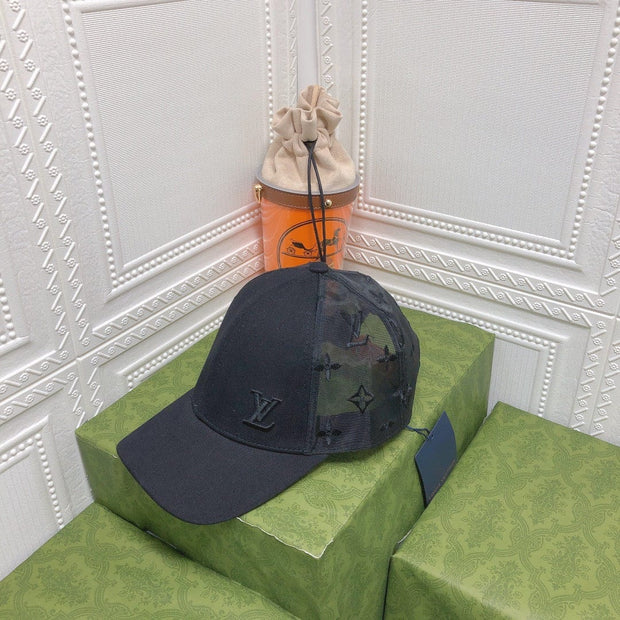 Looopix Louis Vuitton Sheer Monogram Cap in Black