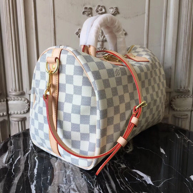 Looopix Louis Vuitton Speedy Bag in White Damier and Monogram Canvas