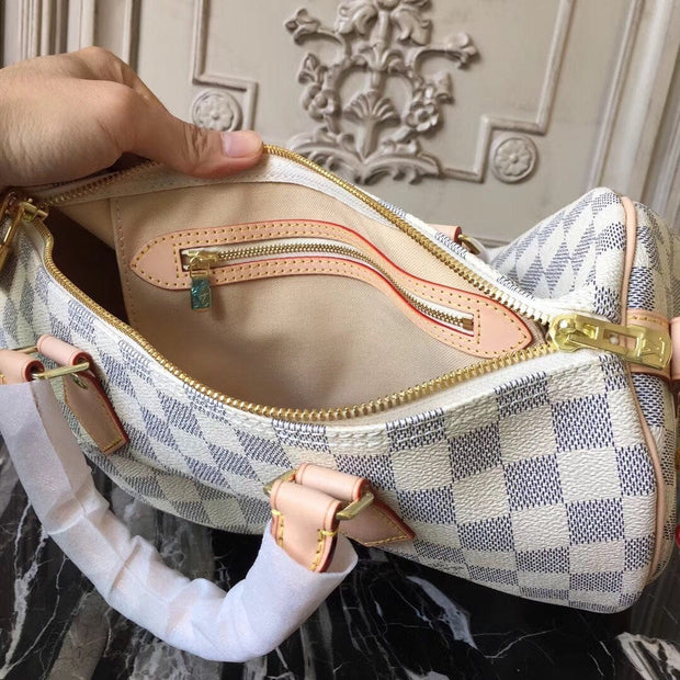 Looopix Louis Vuitton Speedy Bag in White Damier and Monogram Canvas