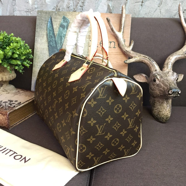 Looopix Louis Vuitton Speedy Bag - Monogram Canvas with Leather Trim