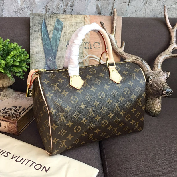 Looopix Louis Vuitton Speedy Bag - Monogram Canvas with Leather Trim