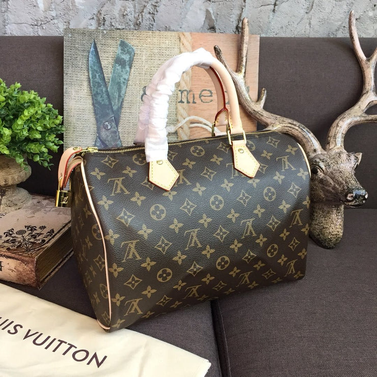 Looopix Louis Vuitton Speedy Bag - Monogram Canvas with Leather Trim
