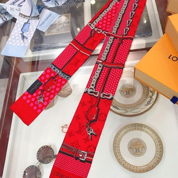 Looopix Louis Vuitton Venetian Red Silk Scarf