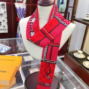 Looopix Louis Vuitton Venetian Red Silk Scarf