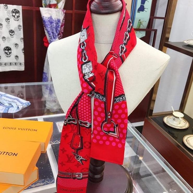 Looopix Louis Vuitton Venetian Red Silk Scarf