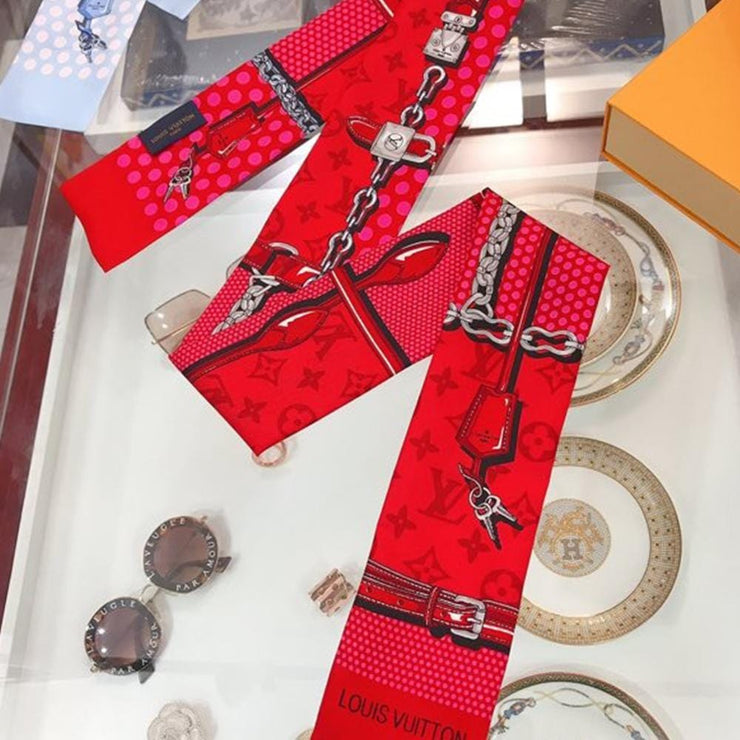 Looopix Louis Vuitton Venetian Red Silk Scarf