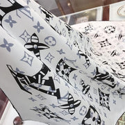 Looopix Louis Vuitton White and Black Monogram Silk Scarf