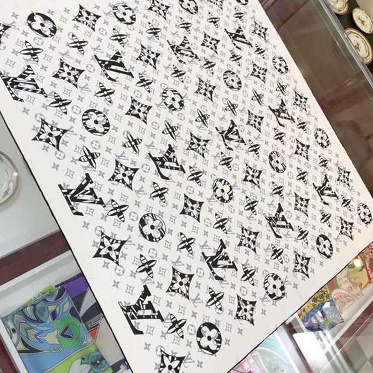 Looopix Louis Vuitton White and Black Monogram Silk Scarf