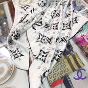 Looopix Louis Vuitton White and Black Monogram Silk Scarf