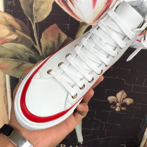 Looopix Louis Vuitton White and Red Luxury Converse Sneakers
