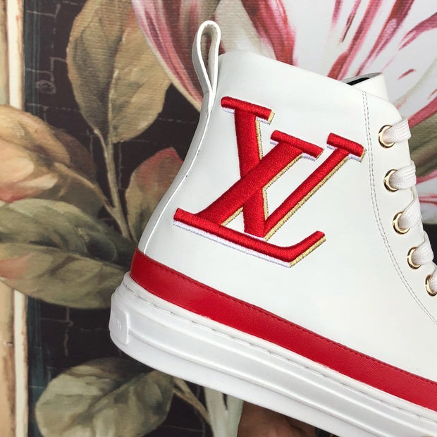 Looopix Louis Vuitton White and Red Luxury Converse Sneakers