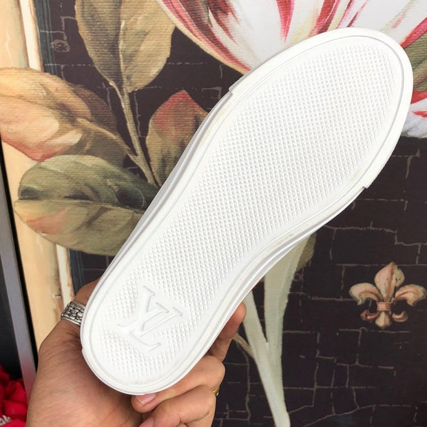Looopix Louis Vuitton White and Red Luxury Converse Sneakers