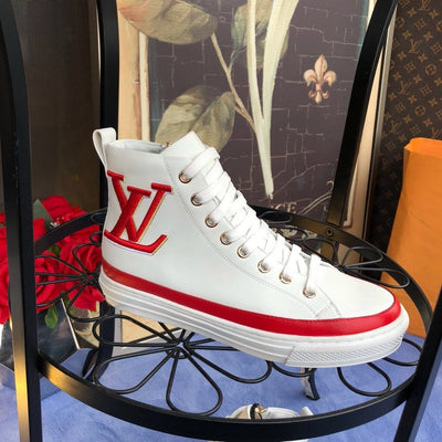 Looopix Louis Vuitton White and Red Luxury Converse Sneakers