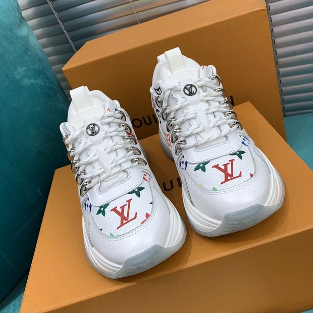 Looopix Louis Vuitton White High Top Kicks Sneakers