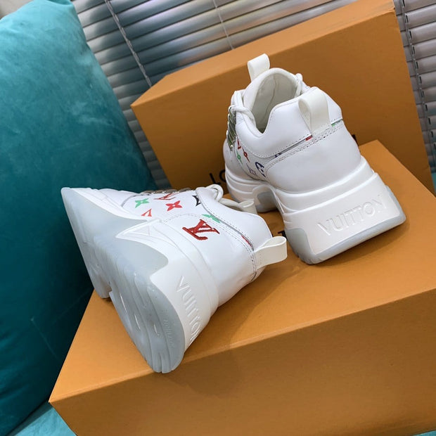 Looopix Louis Vuitton White High Top Kicks Sneakers