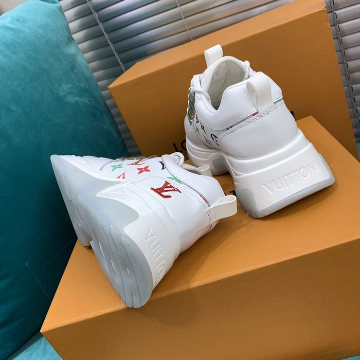 Looopix Louis Vuitton White High Top Kicks Sneakers