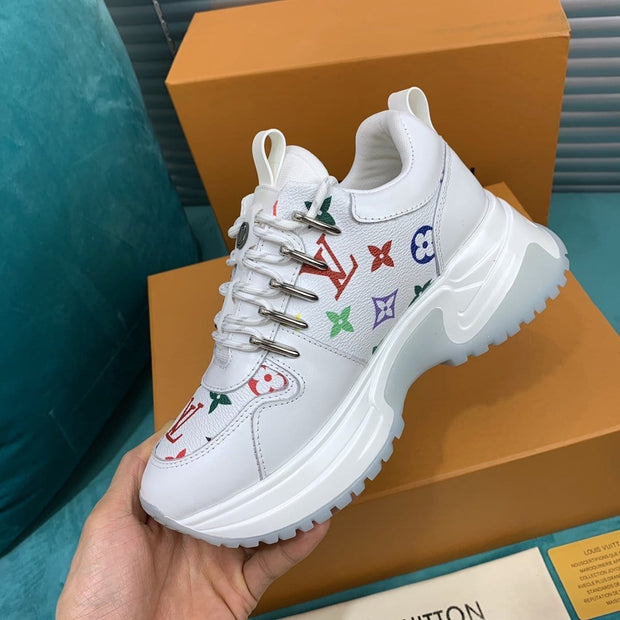 Looopix Louis Vuitton White High Top Kicks Sneakers