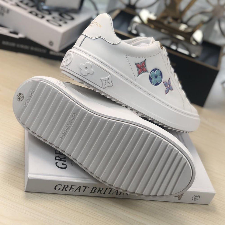 Looopix Louis Vuitton White Leather Triple Logo Sneakers
