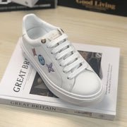 Looopix Louis Vuitton White Leather Triple Logo Sneakers