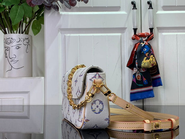 Looopix Louis Vuitton White Multicolor Leather Crossbody Bag