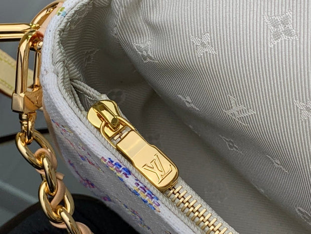 Looopix Louis Vuitton White Multicolor Leather Crossbody Bag