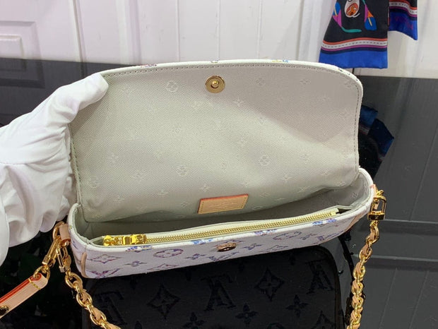 Looopix Louis Vuitton White Multicolor Leather Crossbody Bag