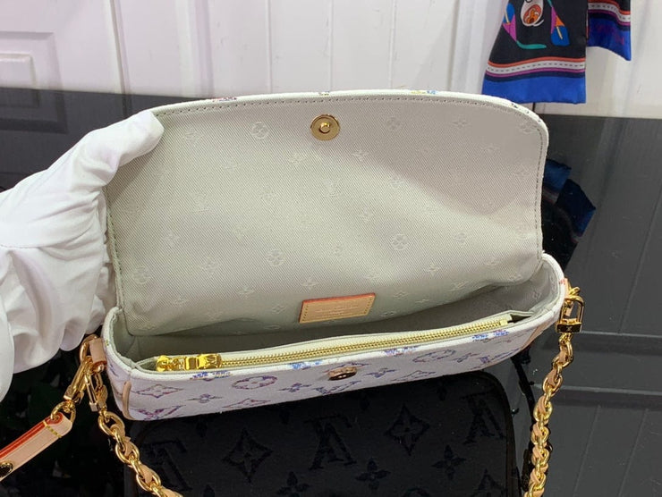 Looopix Louis Vuitton White Multicolor Leather Crossbody Bag