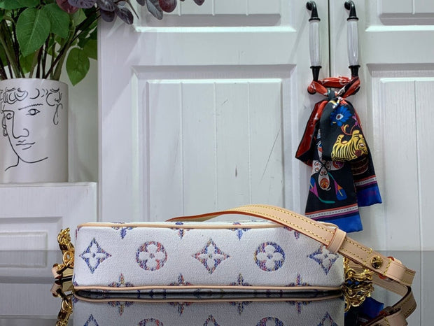 Looopix Louis Vuitton White Multicolor Leather Crossbody Bag