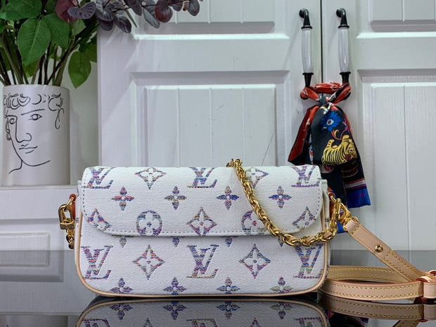 Looopix Louis Vuitton White Multicolor Leather Crossbody Bag