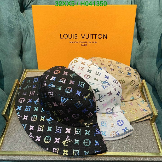 Looopix Louis Vuitton White Rainbow Bucket Hat for women - Light Effect Hat