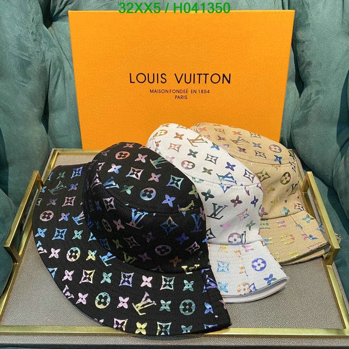 Looopix Louis Vuitton White Rainbow Bucket Hat for women - Light Effect Hat