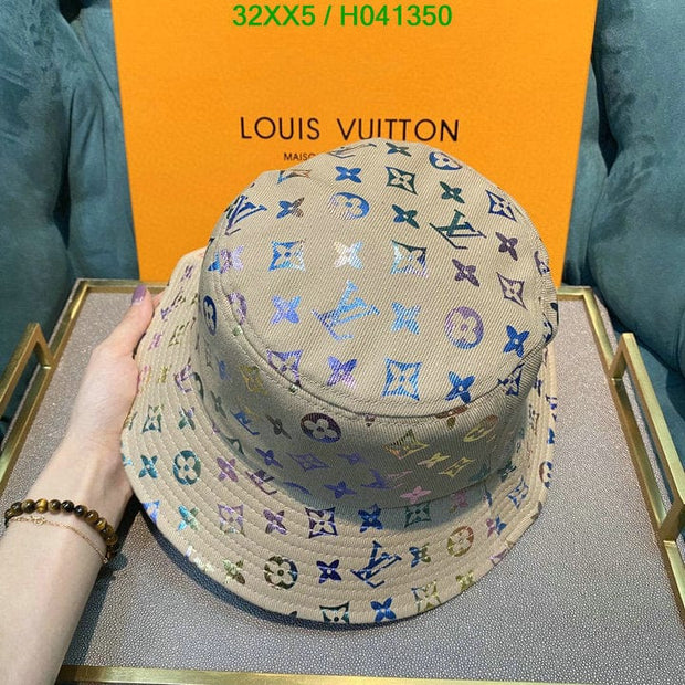 Looopix Louis Vuitton White Rainbow Bucket Hat for women - Light Effect Hat