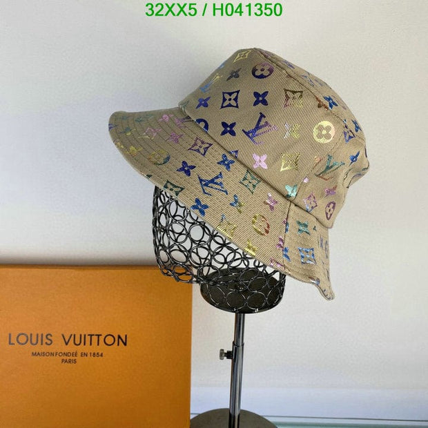 Looopix Louis Vuitton White Rainbow Bucket Hat for women - Light Effect Hat