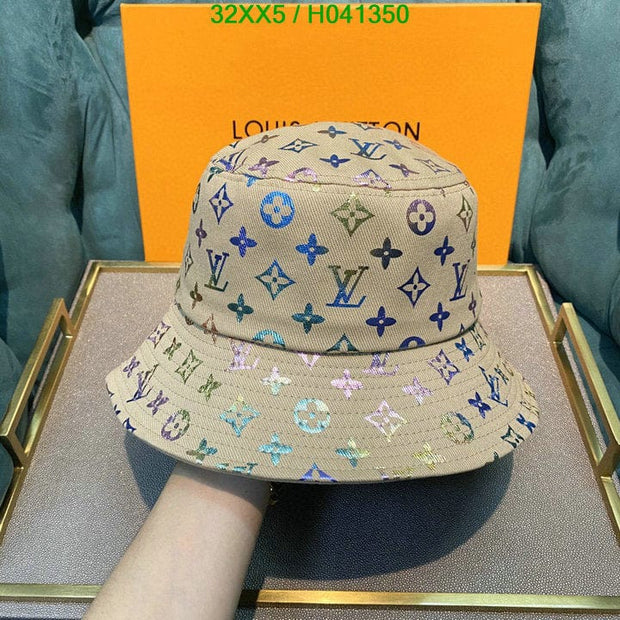 Looopix Louis Vuitton White Rainbow Bucket Hat for women - Light Effect Hat