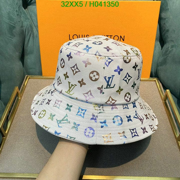 Looopix Louis Vuitton White Rainbow Bucket Hat for women - Light Effect Hat