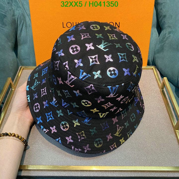 Looopix Louis Vuitton White Rainbow Bucket Hat for women - Light Effect Hat