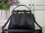Looopix Luxury Denim Leather Bag in Black & Beige & Brown
