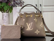 Looopix Luxury Denim Leather Bag in Black & Beige & Brown