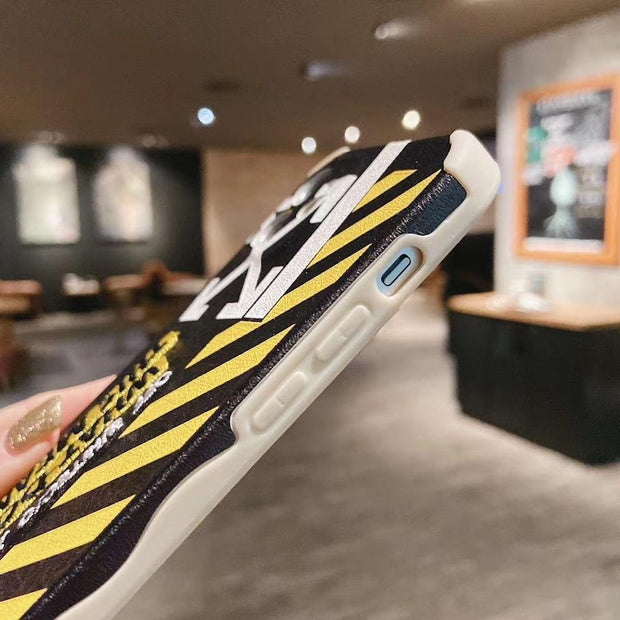 Looopix Off White Leather Fabric iPhone Case