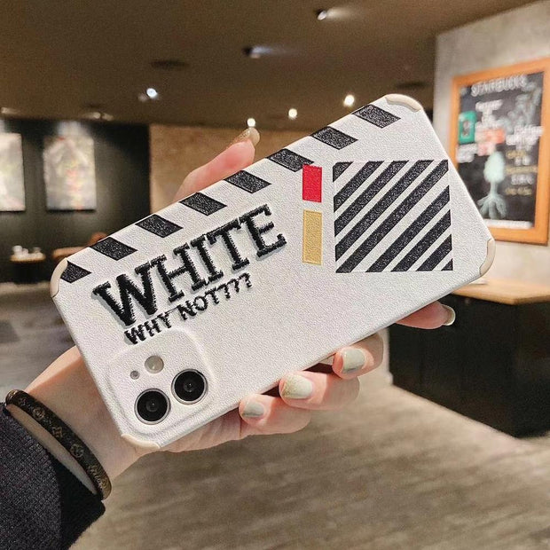 Looopix Off White Leather Fabric iPhone Case