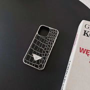 Looopix Prada Croc-Embossed Designer Phone Case for iPhone 11 to 16