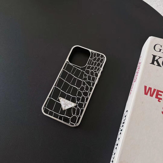 Looopix Prada Croc-Embossed Designer Phone Case for iPhone 11 to 16