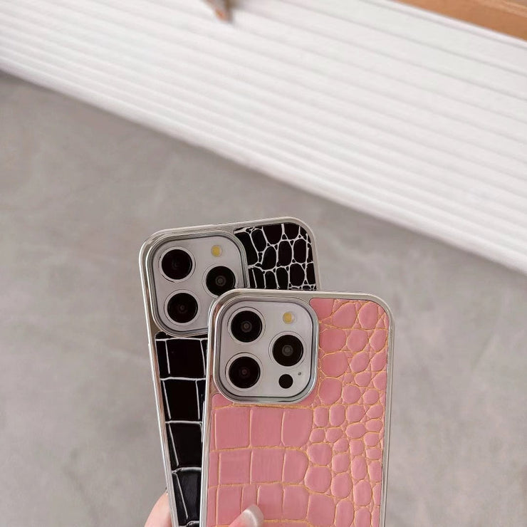 Looopix Prada Croc-Embossed Designer Phone Case for iPhone 11 to 16