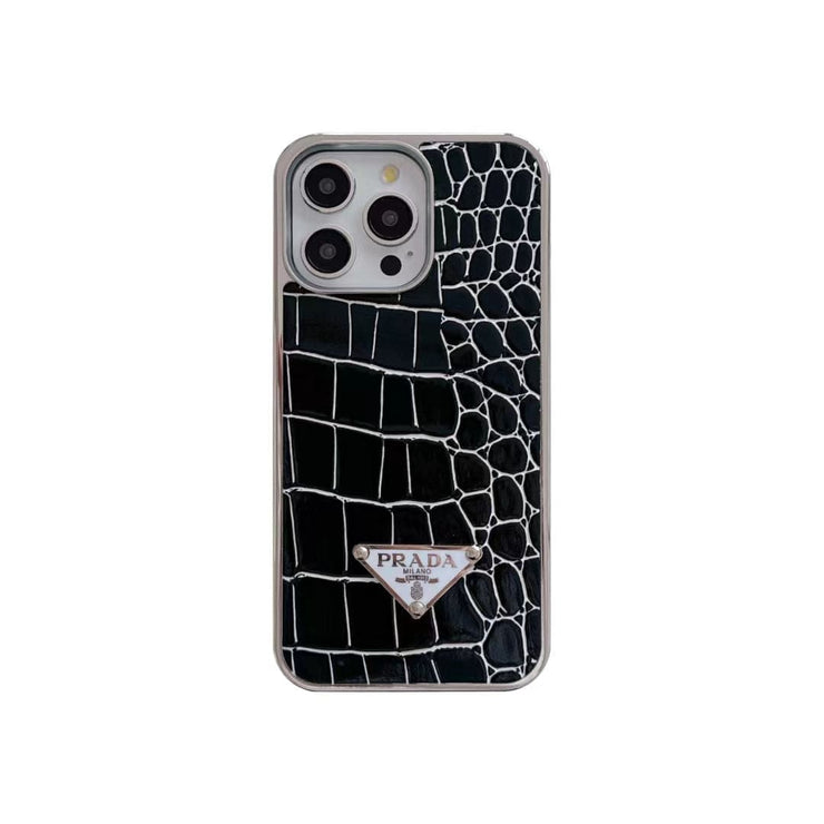 Looopix Prada Croc-Embossed Designer Phone Case for iPhone 11 to 16