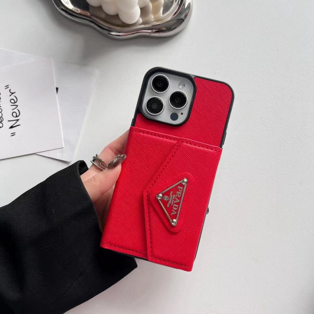 Looopix Prada-Inspired Designer iPhone Case with Card Holder – Available for iPhone 13 to iPhone 16