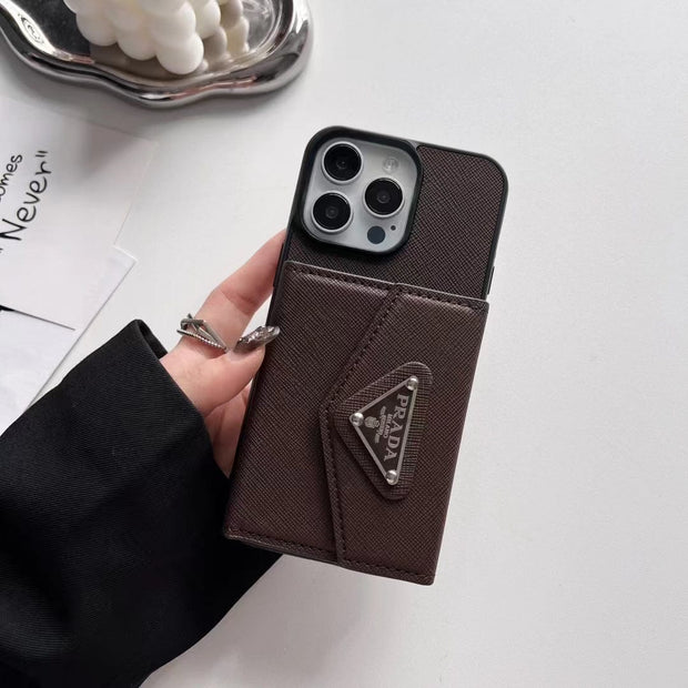 Looopix Prada-Inspired Designer iPhone Case with Card Holder – Available for iPhone 13 to iPhone 16
