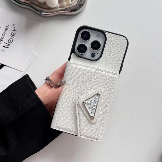 Looopix Prada-Inspired Designer iPhone Case with Card Holder – Available for iPhone 13 to iPhone 16