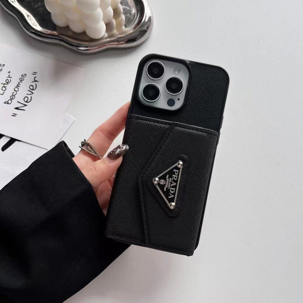 Looopix Prada-Inspired Designer iPhone Case with Card Holder – Available for iPhone 13 to iPhone 16